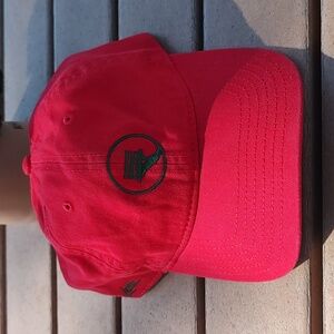 Cafe Latte Embroidered Logo Cotton Strapback Hat Red Green